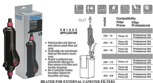 HEATER FOR EXTERNAL CANISTER FILTERS