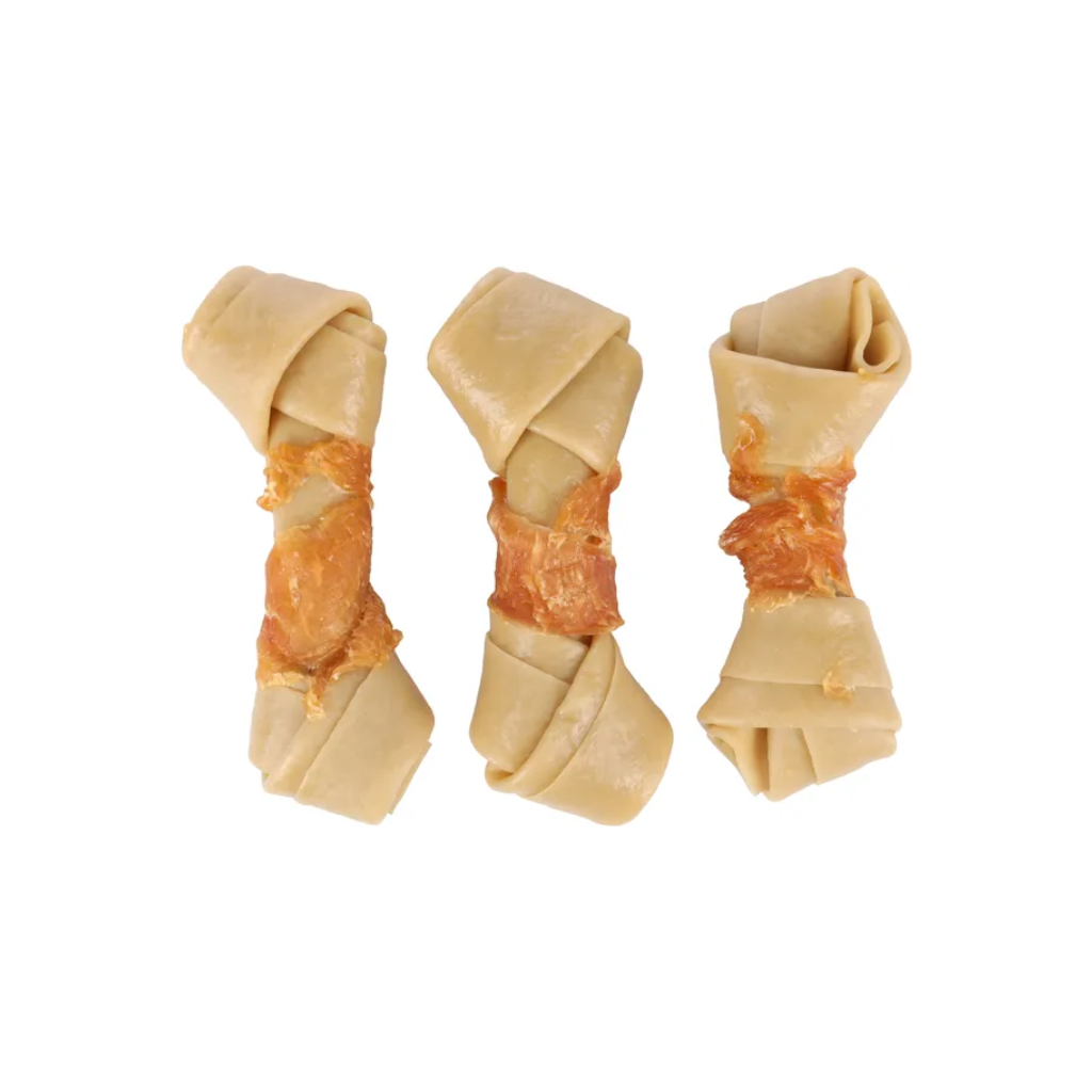 SNACKS ZERO RAWHIDE KNOTTED BONE WITH CHICKEN