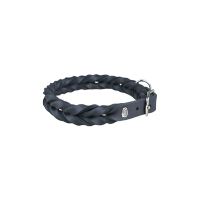 TWIN BRAIDED LEATHER REIFORCES COLLAR BLACK