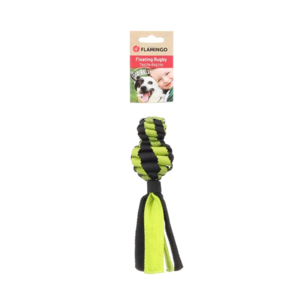 DOG TOY ROFAS RUGBY WOVEN DOUBLE BALL