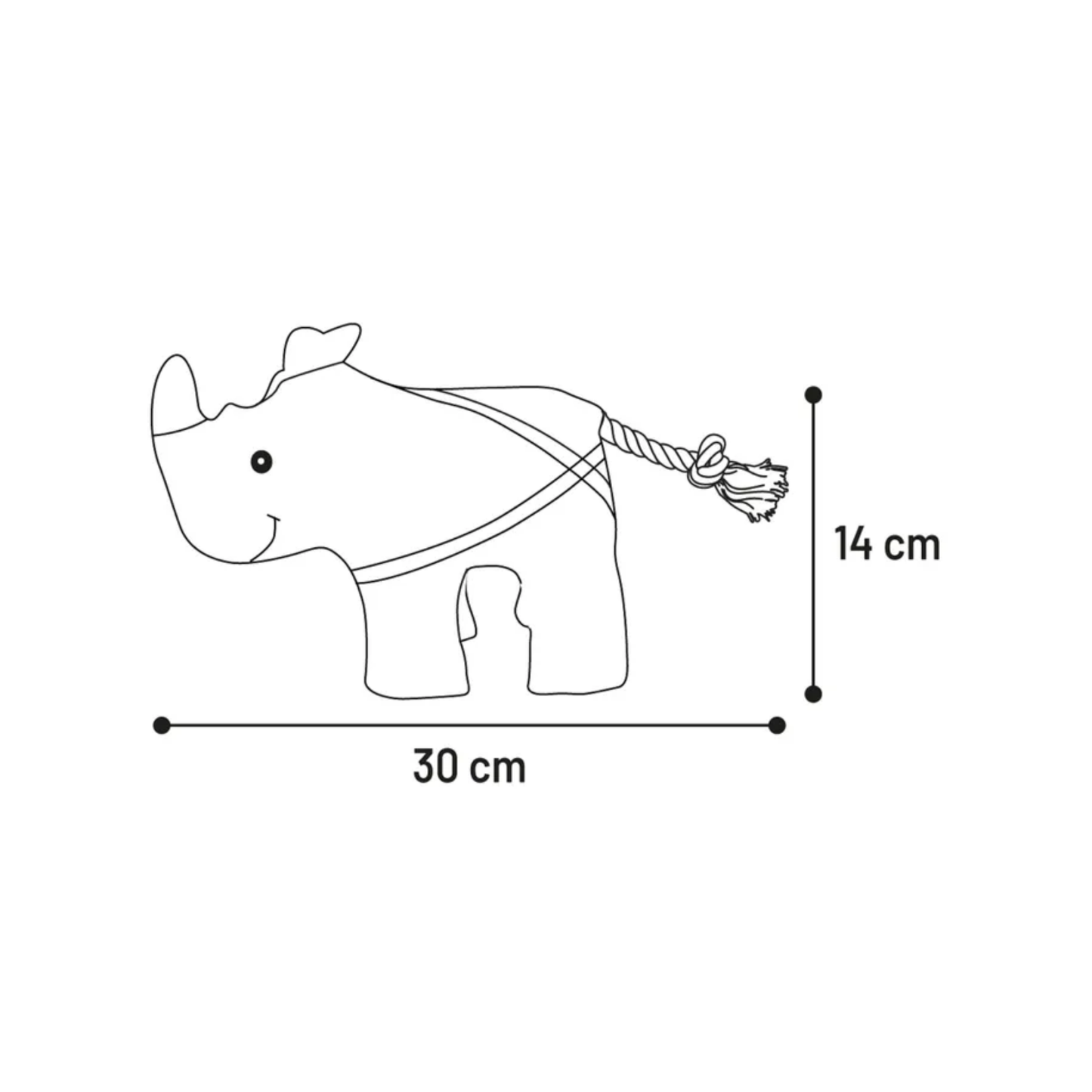 DOG TOY WIGRI RHINOCEROS WITH ROPE