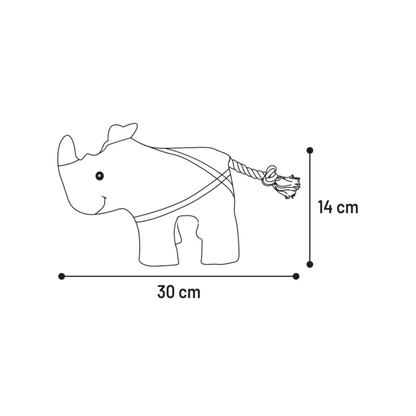 DOG TOY WIGRI RHINOCEROS WITH ROPE