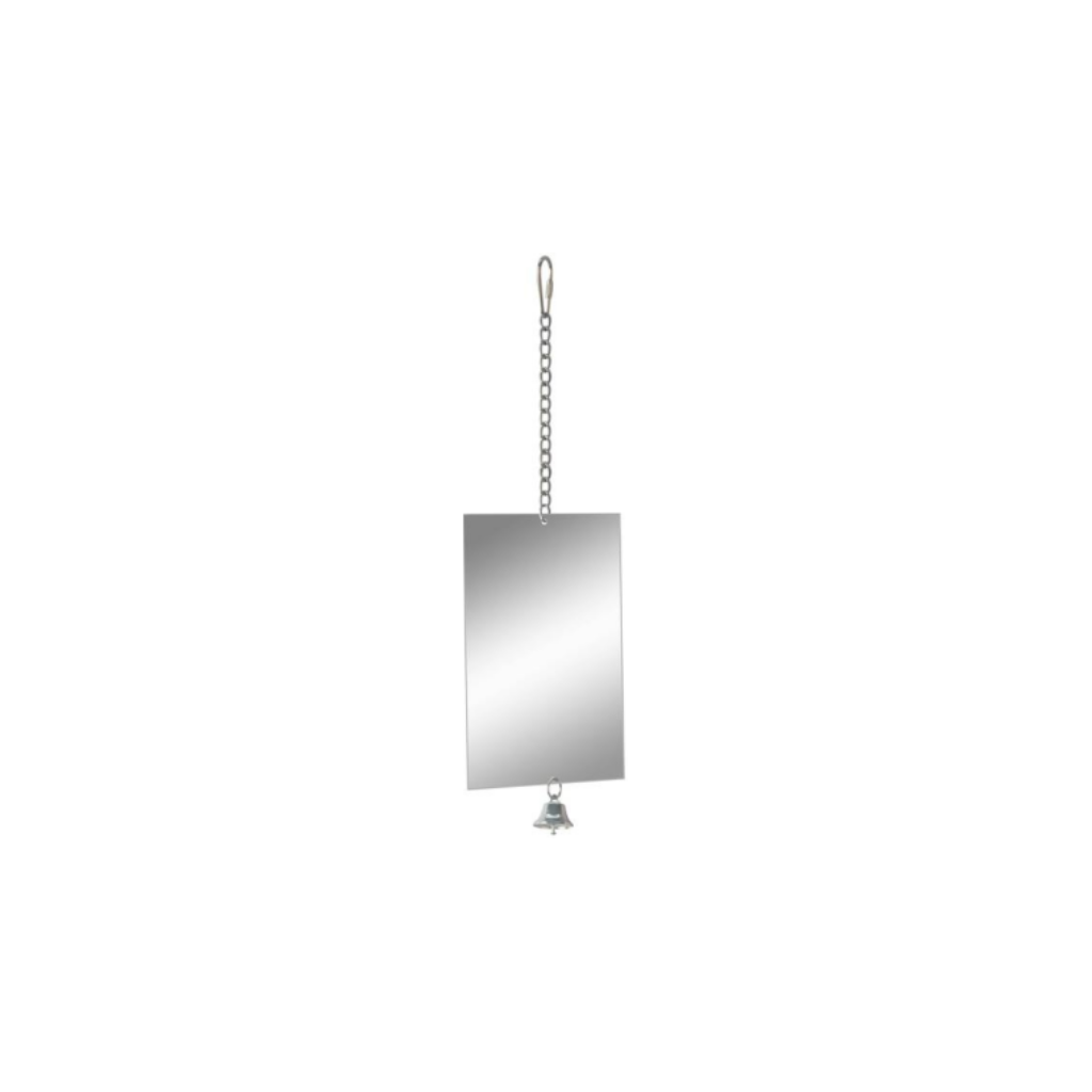 BIRD TOY PARROT MIRROR SQUARE AND BELL