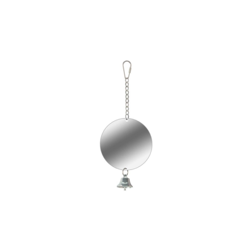 BIRD TOY PARROT MIRROR CIRCLE AND BELL