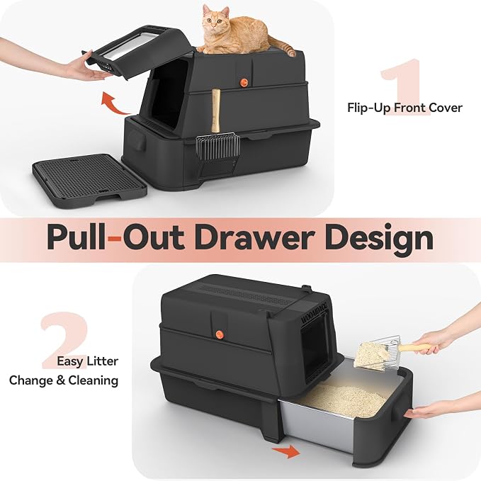XLARGE CAT LITTER WITH STAINLESS STEEL DRAWER