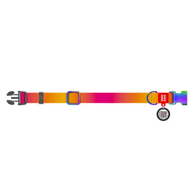WAUDOG NYLON DOG COLLAR WITH QR-PASSPORT GRADIENT ORANGE