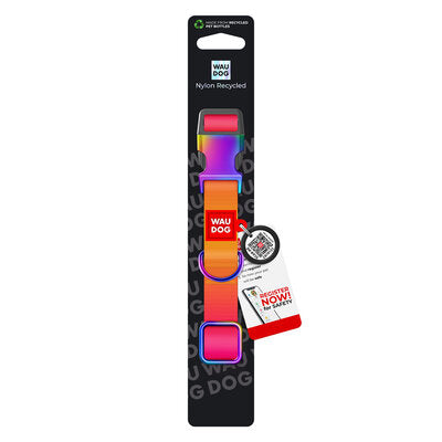 WAUDOG NYLON DOG COLLAR WITH QR-PASSPORT GRADIENT ORANGE