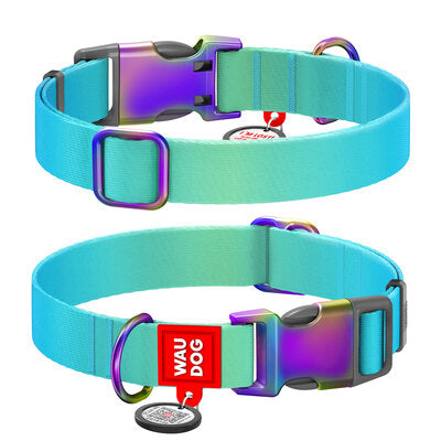 WAUDOG NYLON DOG COLLAR WITH QR-PASSPORT GRADIENT BLUE