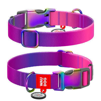 WAUDOG NYLON DOG COLLAR WITH QR-PASSPORT GRADIENT PURPLE