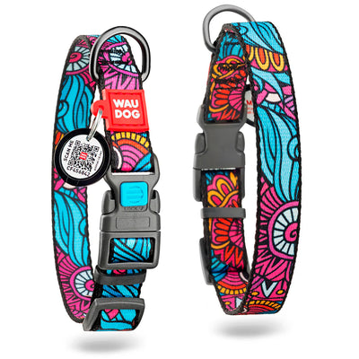 WOWDOG NYLON DOG COLLAR WITH QR-PASSPORT SUMMER