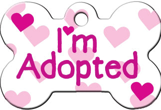 TAG BONE LRG I`M ADOPTED PINK
