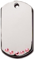 TAG MILITARY SILVER/PINK STONES