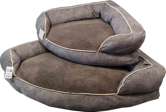 DOG CORNER LEATHER BED GREY