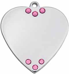 TAG HEART SM WITH PINK STONES