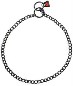 CHOKE CHAIN EXTRA STRONG, MEDIUM ROUND LINKS-  STAINLESS STEEL BLACK