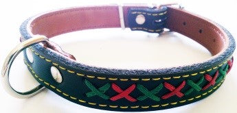 ЧЕРНЫЙ Ошейник ЗЕЛЕНЫЕ И КРАСНЫЕ СТИШИ SYX039H