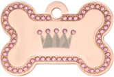 TAG BONE LARGE GOLD PINK STRASS - CROWN