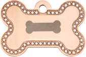TAG BONE LARGE GOLD PINK STRASS - BONE